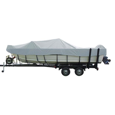 Carver 20 O-B Boat Cover Vhull Runabout with Windhsield & Bow Rails - Slate Gray CRV77020F-10